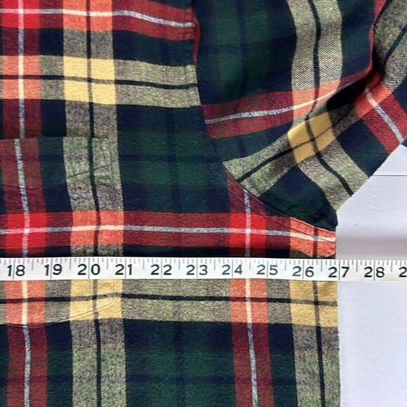 Vintage L.L. Bean Flannel Button Up Shirt Cotton Plaid Green Red Yellow size XL - Picture 11 of 11